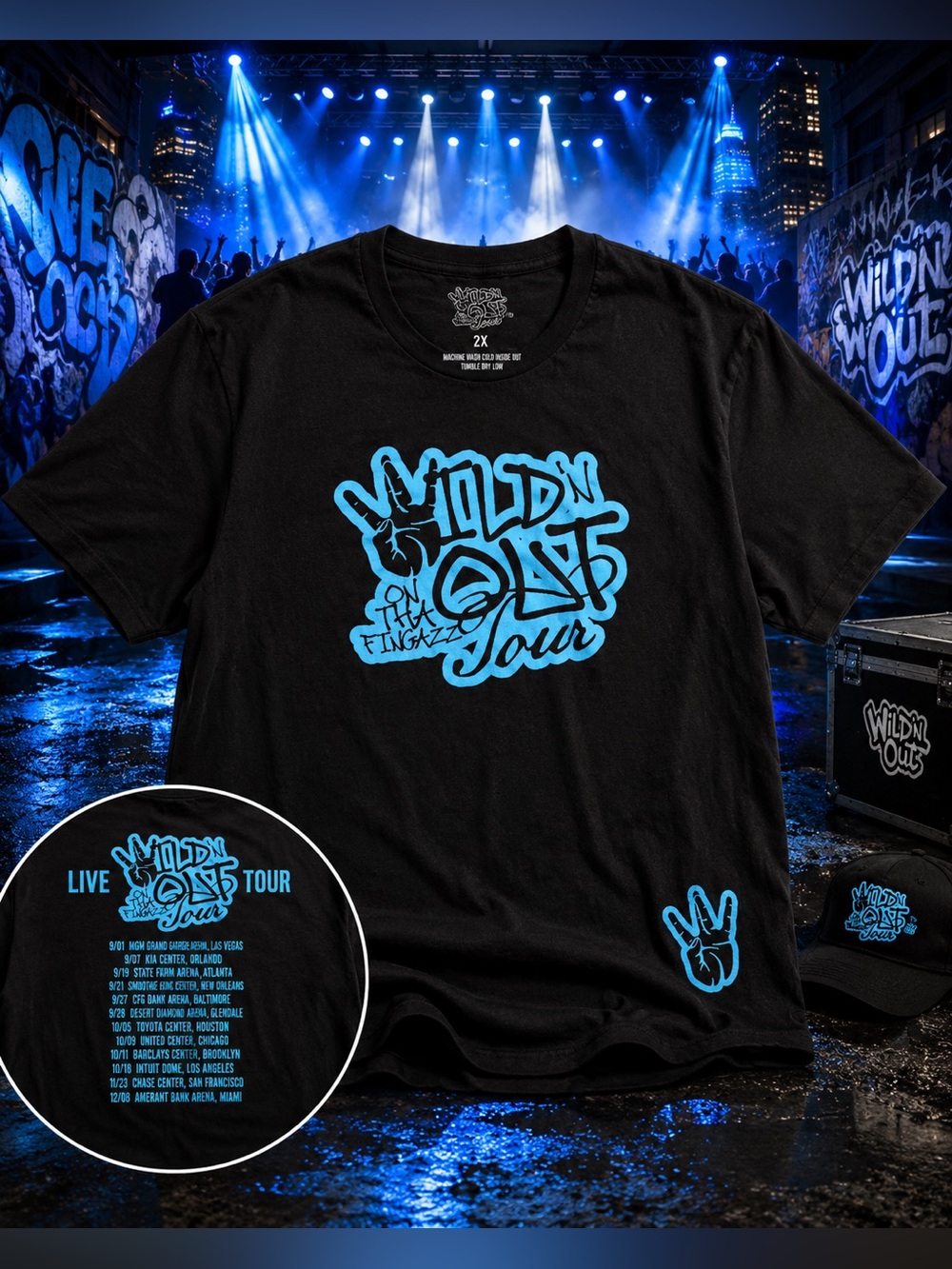 Wild ’N Out Tour Graphic Tee 2XL Black MTV Nick Cannon Hip Hop Shirt